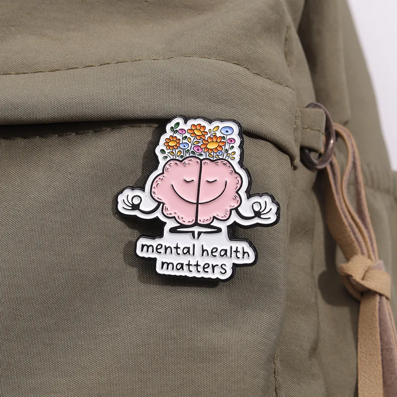 Cute Cartoon Metal Flower Brain Brooch Pin Creative Casual Fashion Badge for Gift DIY Bag Clothes Hat Scarf Jeans Decor Unisex