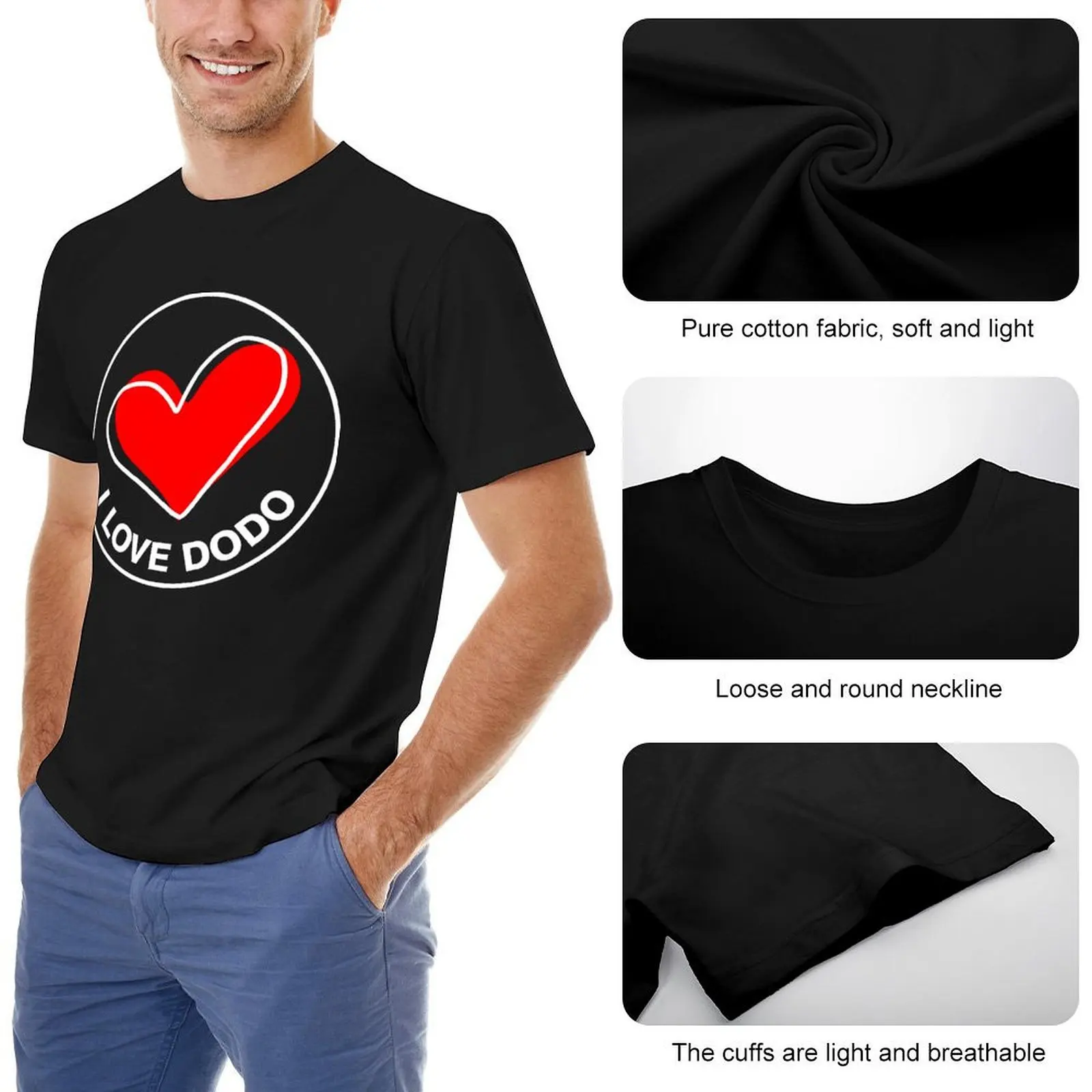 Ich liebe Dodo klassisches T-Shirt Rundhals-Bewegung Top T-Shirt Grafik Freizeit lustige Neuheit eur Größe