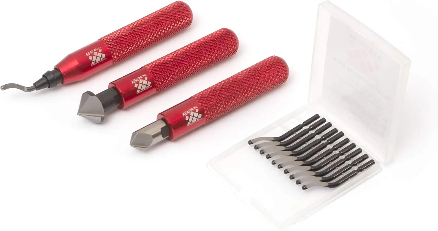 

Deburring Tool with 2 Countersink Hand Reamers & 10 Blades for Metal, Resin, PVC, Copper, Plastic & 3D Printing