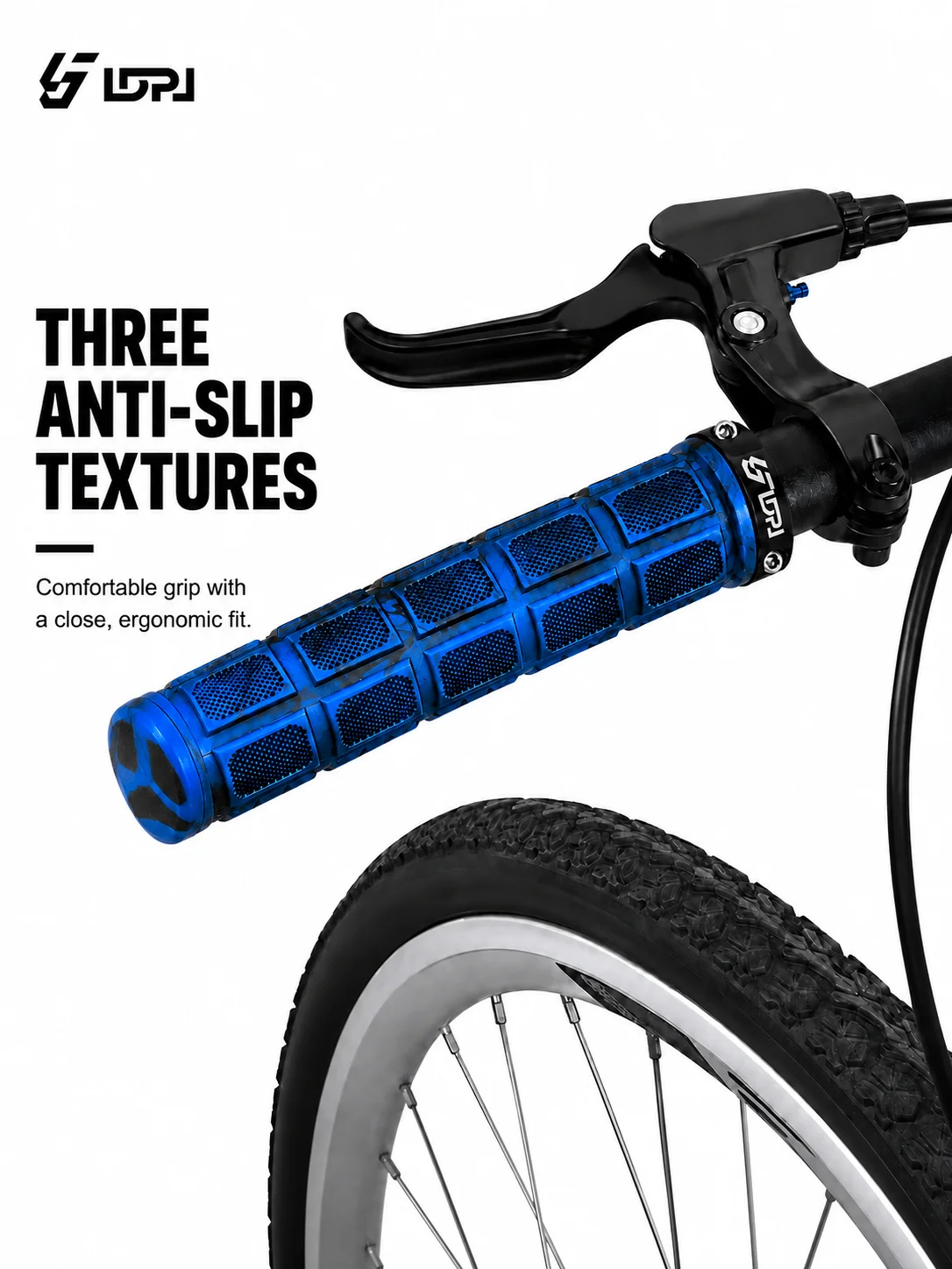 LDPJ Siebenfarbiges Mountainbike-Griffset TPE-Griff Einseitig Verriegelbar Rutschfest Zweifarbig Gemischte Farben – Detail 4