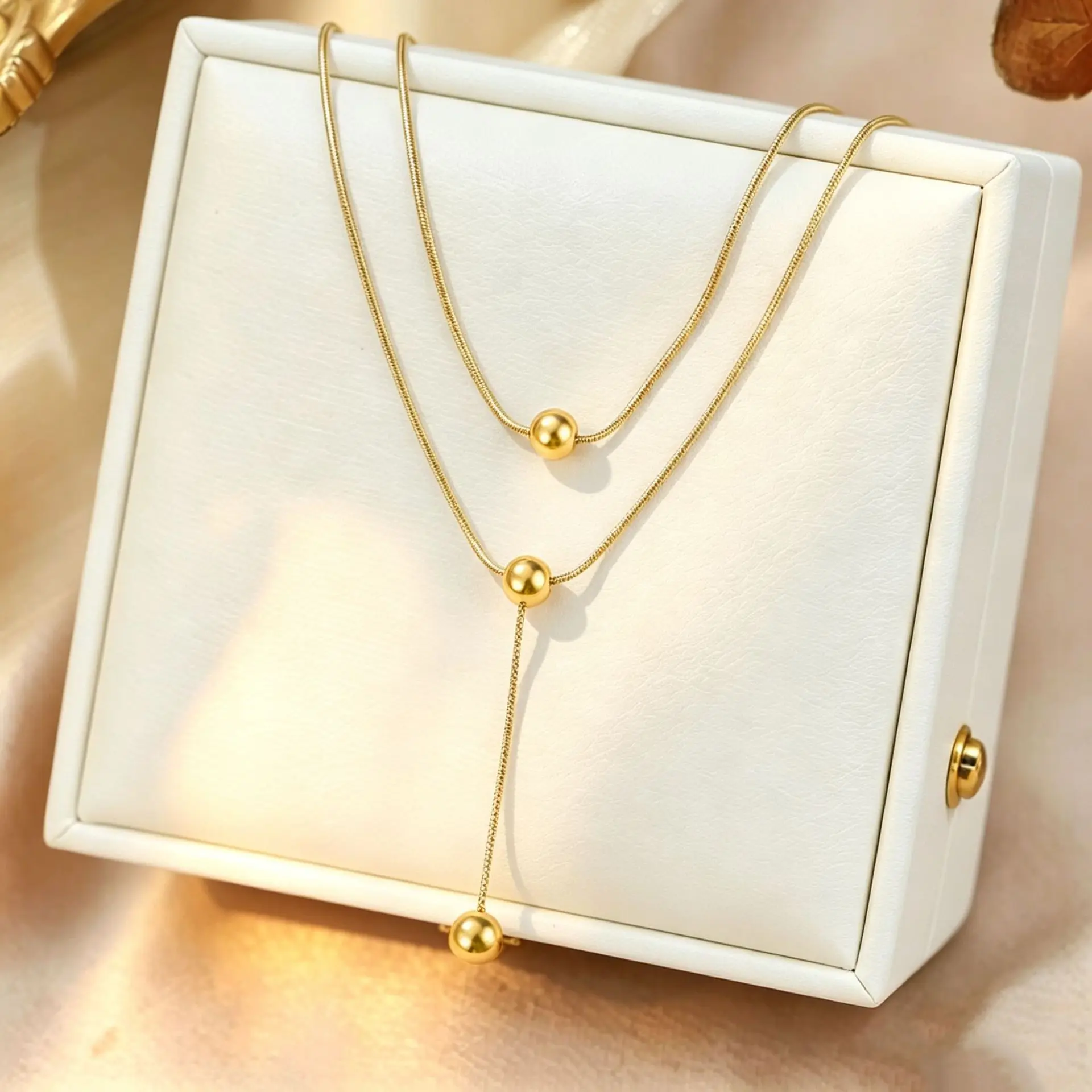 Stars Sun Moon Heart Geometric Pendant Necklace with Clear Zircon Stainless Steel 18K Gold-Plated Women's Choker Fashion Jewelry