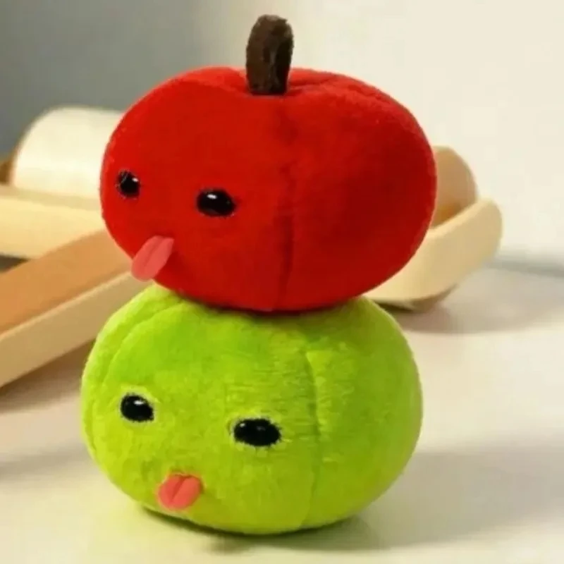 Abstract Tongue Out Apple Funny Plush Doll Keychain Backpack Pendant Creative Fruit Keyring Accessories Gift for Friends Couple