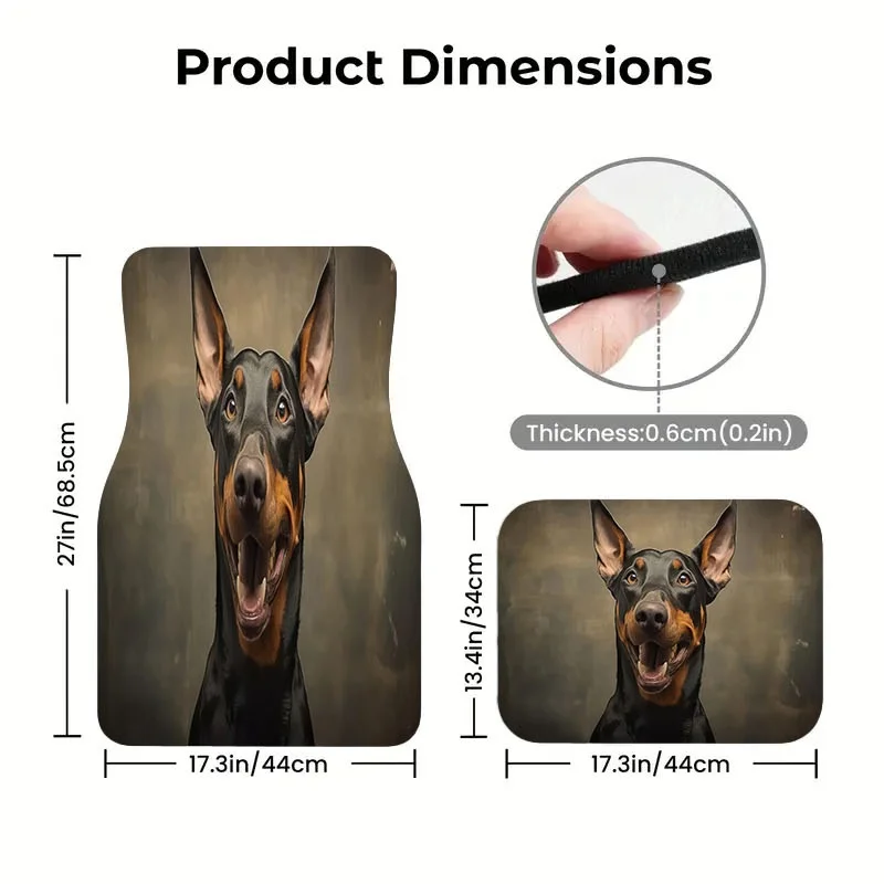 Car Floor Mats (4pcs Set), Material, Doberman-Inspired Design, Stylish Interior Accessory, Comfortable And Durable, All-Season P