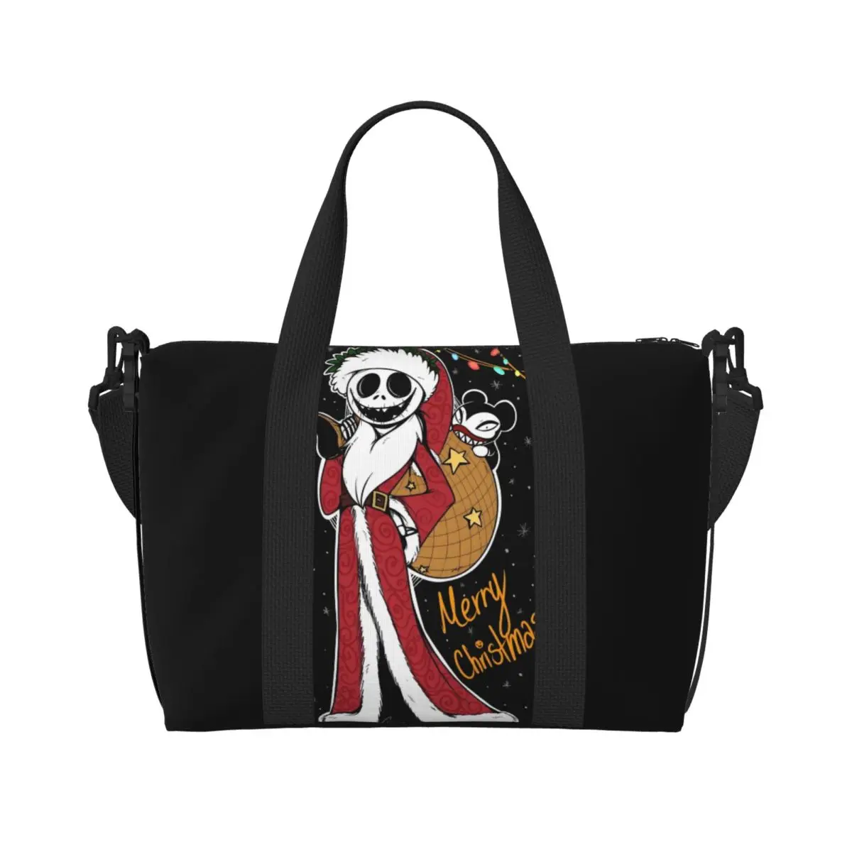 

Custom Jack Skellington Groceries Tote Shopping Bag Women Big Capacity Living Skeleton Beach Gym Travel Bags