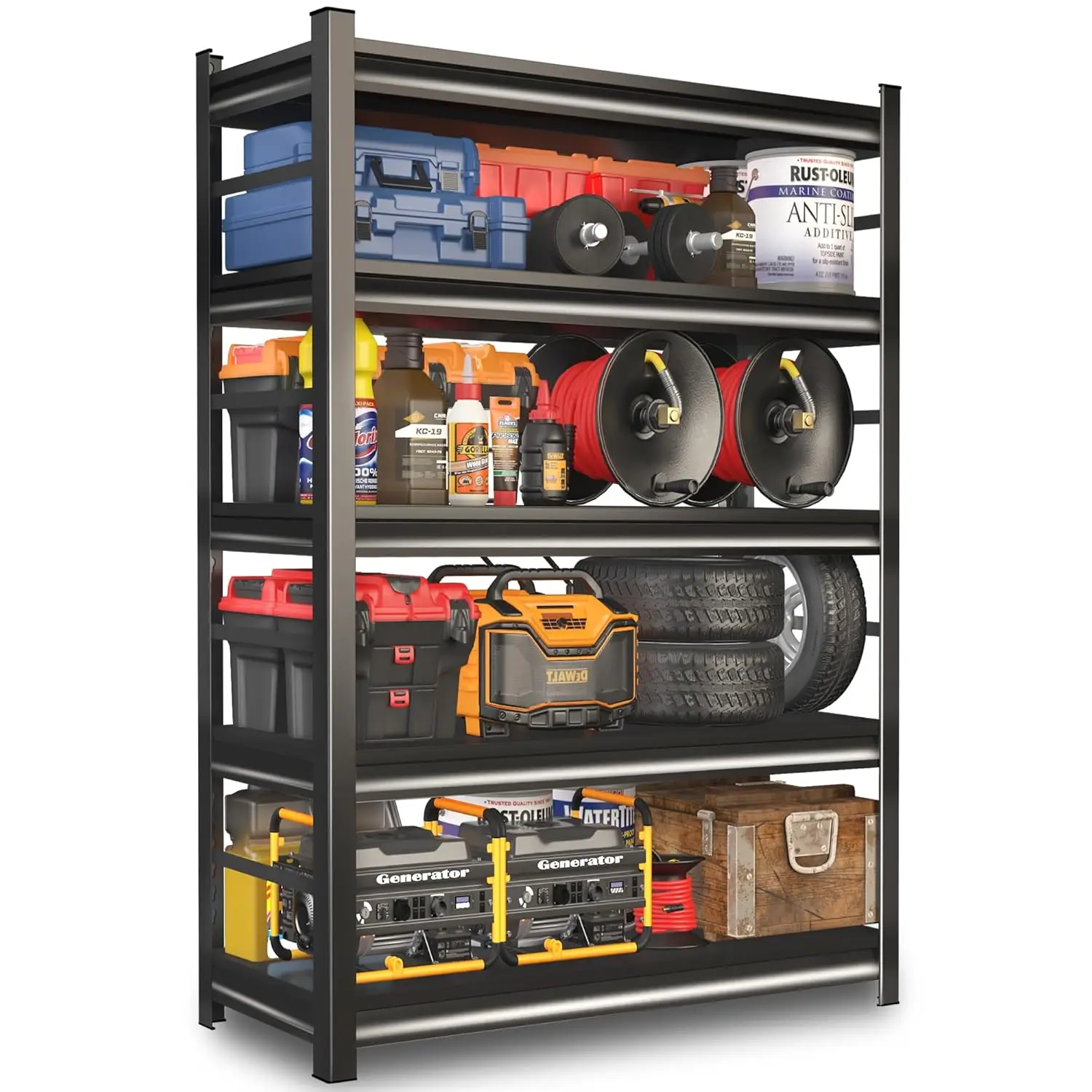 

Стеллаж для гаража 78''H, 5-ярусный металлический стеллаж, усиленный металлический стеллаж для гаража, грузоподъемность 3000 фунтов, регулируемый, настраиваемый под заказ