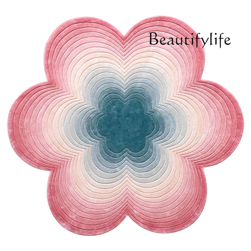 Z French Style Pink Carpet Special-shaped Art Bedroom Living Room Special Round Carpet Floor Mat New