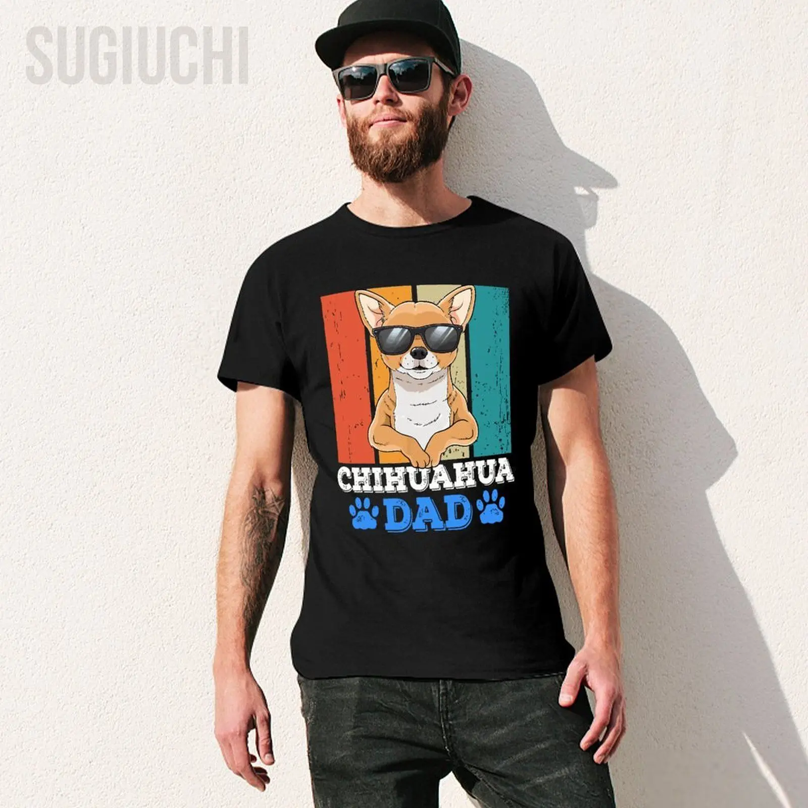 Unisex Men Chihuahua Dad Tshirt Tees T Shirts Women Boys 100% Cotton T-Shirt