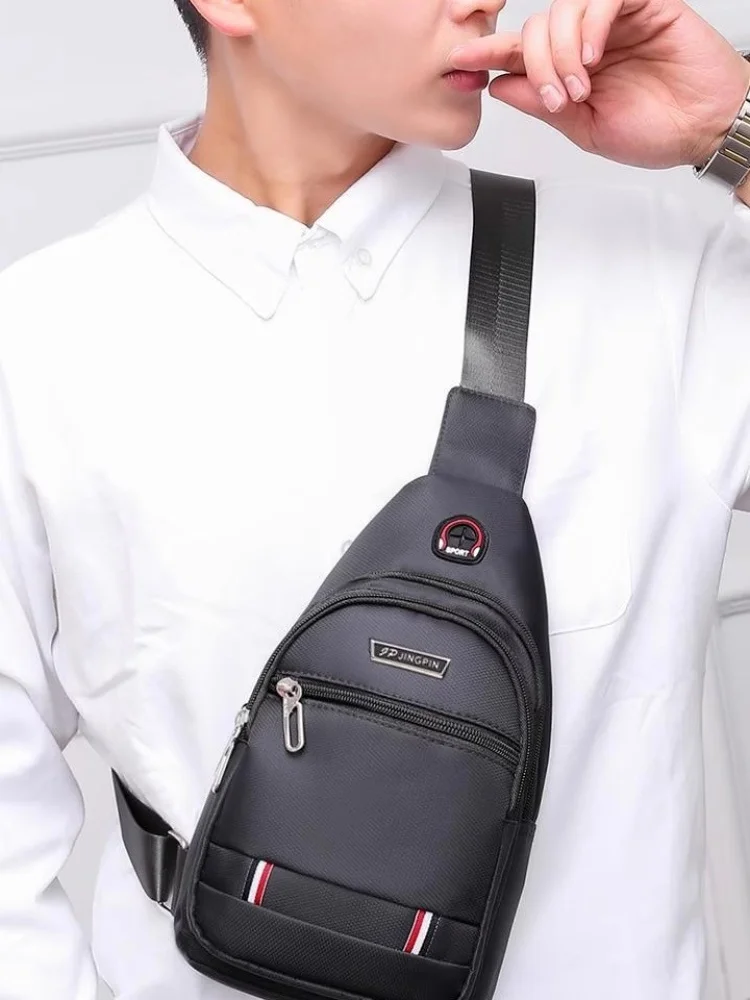 2025 New Waterproof Wear-resistant Breast Bag Men's Oxford Cloth Small Backpack Trendy Canvas Nylon Chest Shoulder Messenger Bag