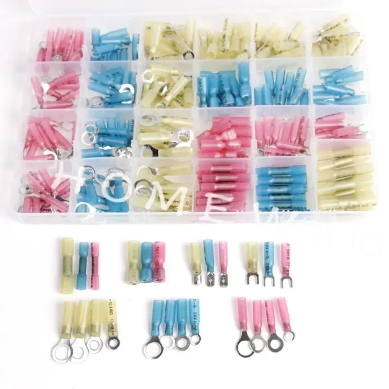 250PCS Heat Shrink Wire Connectors Electrical Terminals Kit Waterproof Marine Automotive Terminals Set