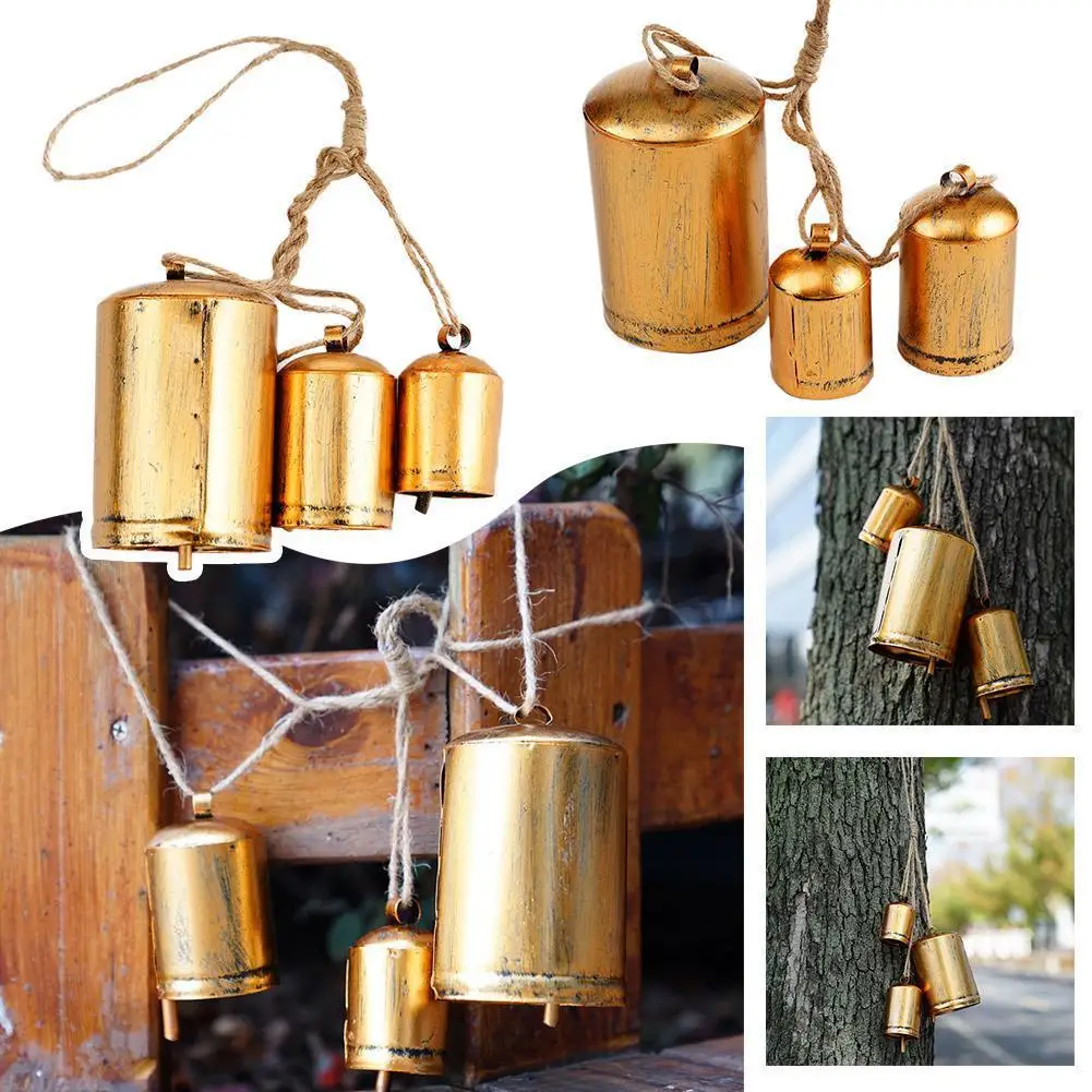 3pcs Giant Cow Bells For Home Garden Crafts Decoration Rural Style Hanging Harmonious Giant Cow Bells