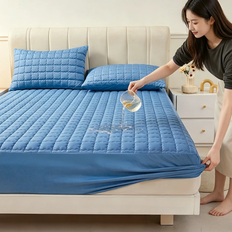 Waterproof Breathable Fitted Sheet Deep Pocket Mattress Cover Soft Microfiber Elastic Anti-slip for Twin Full Queen King Bed