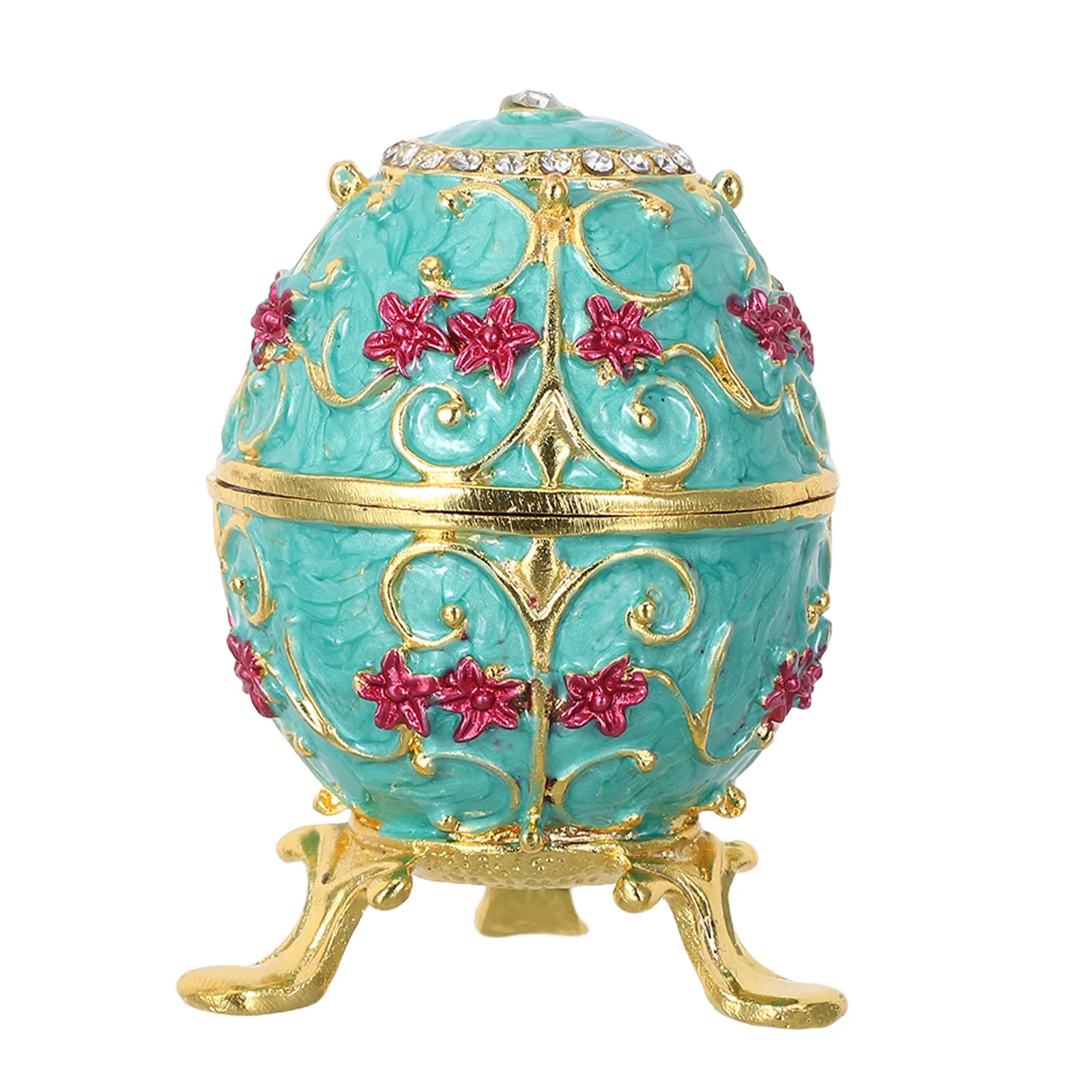 

Винтажная шкатулка для украшений с эмалевым дизайном в виде яйца, ручной работы, металлическая шкатулка-орнамент для колец, сувениров, домашнего декора, элегантность