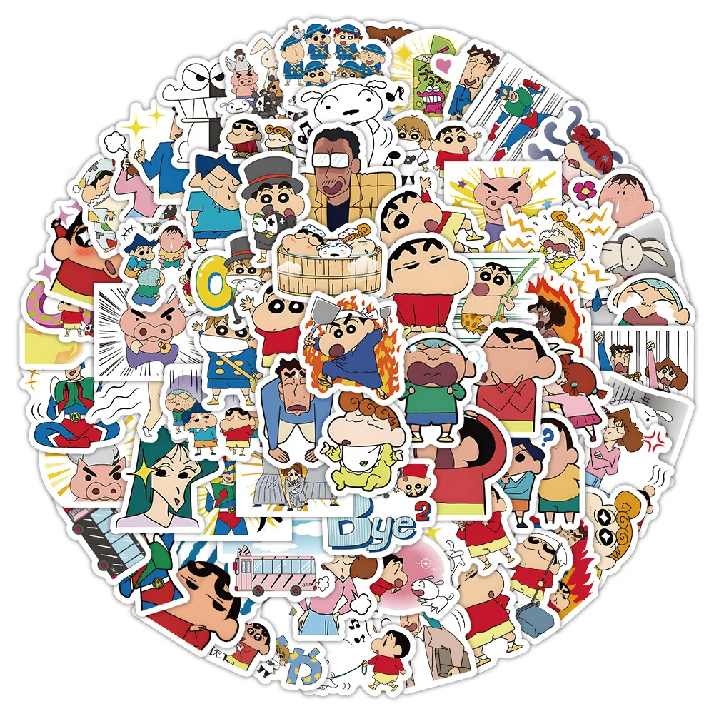 120pcs Crayon Shin-chan Graffiti Sticker Luggage Computer Cartoon Notebook Waterproof Decorative Stickers