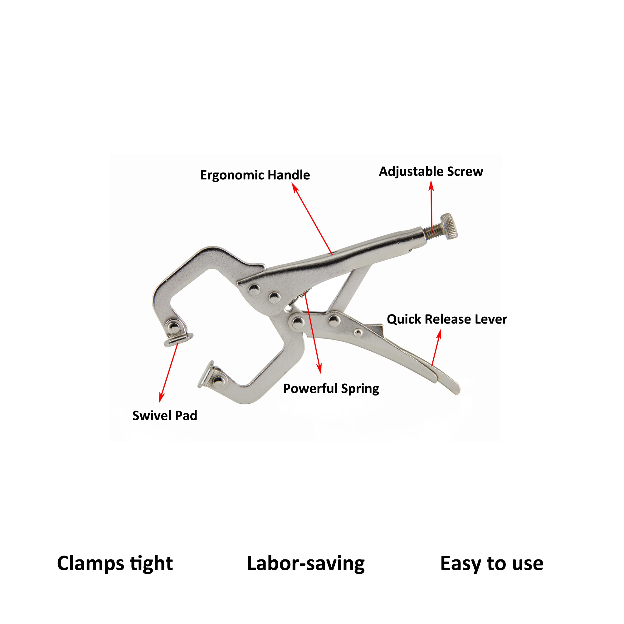 9.8 inch Pipe Clamp with 5 inch C-type Mini Clamp Locking Plier Set Toughbuilt Welding Pipe C-Clamp Multitool Hand Tools
