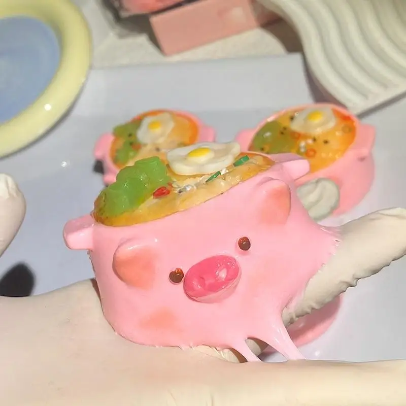 

Unit Tiny Piggy Squishy, миска для лапши быстрого приготовления, игрушка, мягкий клей, снятие стресса, забавная игра Taba, прессованные игрушки, TPR, медленное восстановление, подарок