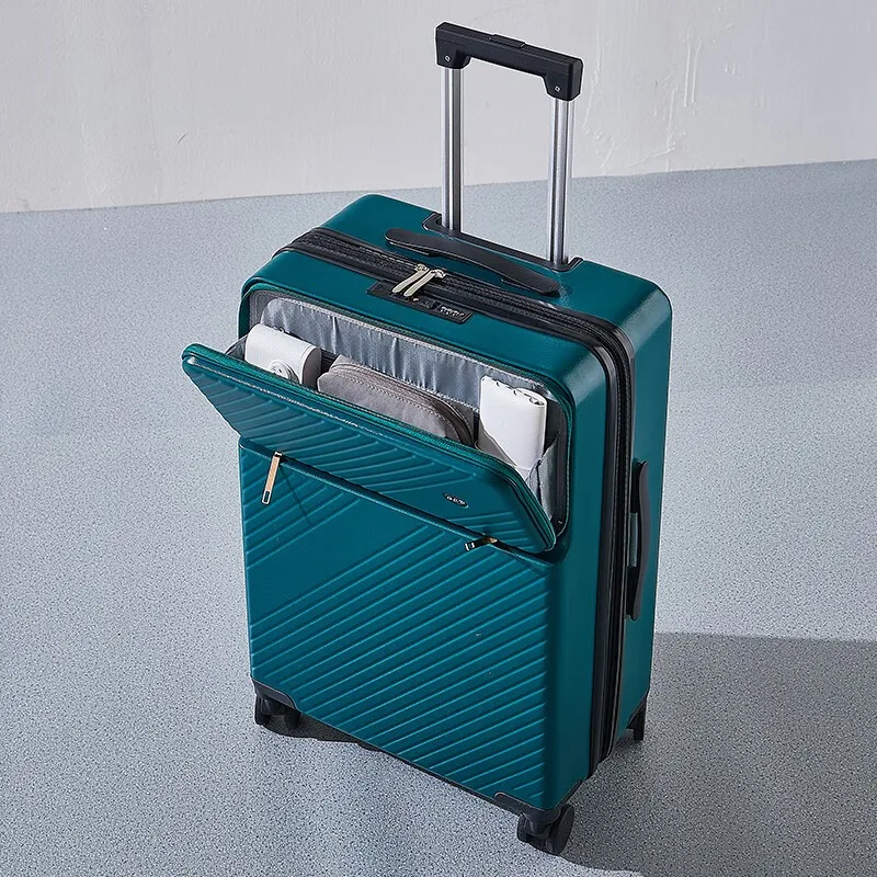 Expandable Rolling Luggage 20 22 Boarding Box Travel Suitcase Large Capacity Trunk Student Trolley Case Cup Holder USB Charging