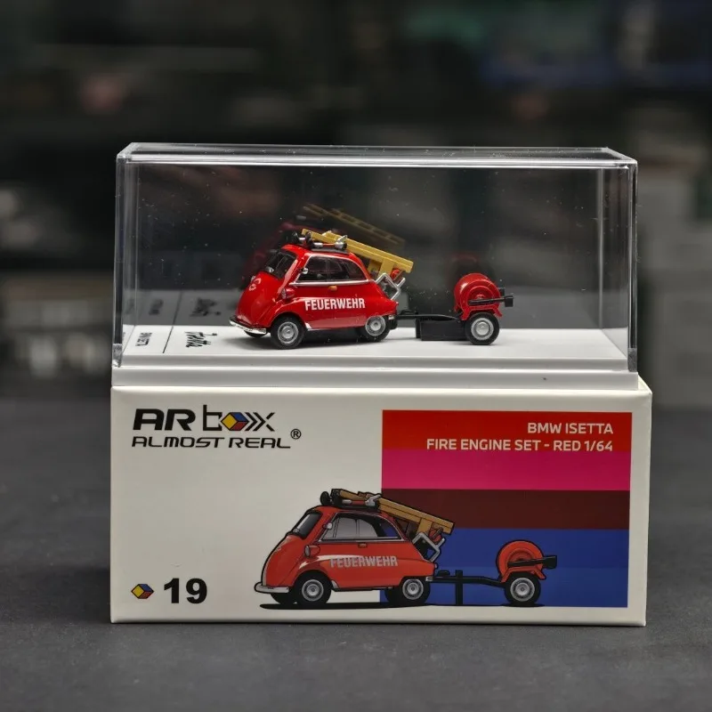 

Diecast AR BOX 1:64 Scale BMW Isetta Fire Truck BMW Egg Alloy Car Model