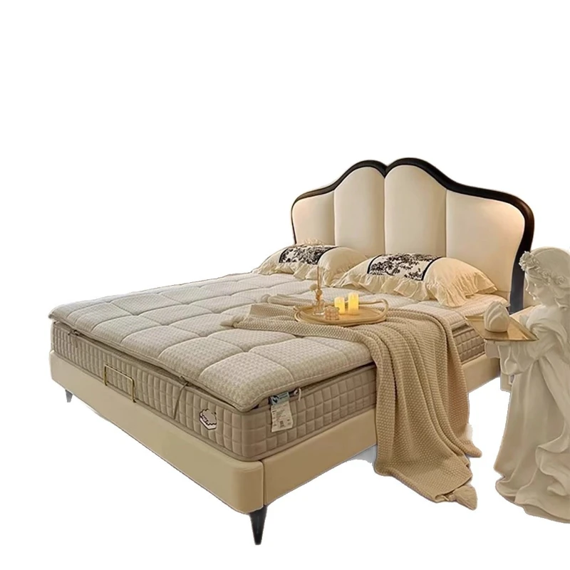 

Retro cream wind princess bed, modern simple small double bed