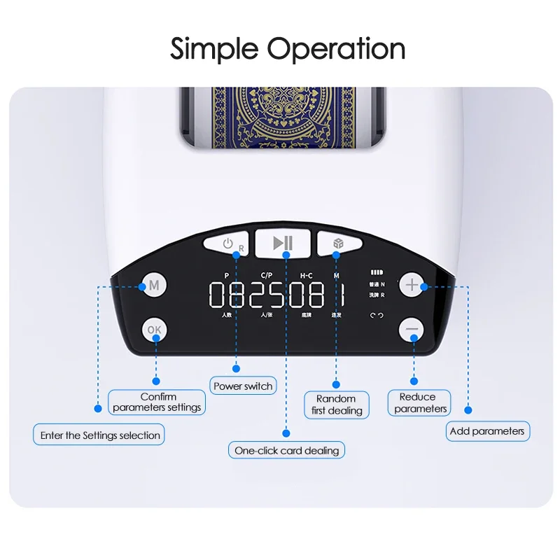 Automatic Card Dealer Dispenser Playing Card Dealing Tool 4000mAh Rechargeable Speed and Distance Adjustable Party Poker Device view 6