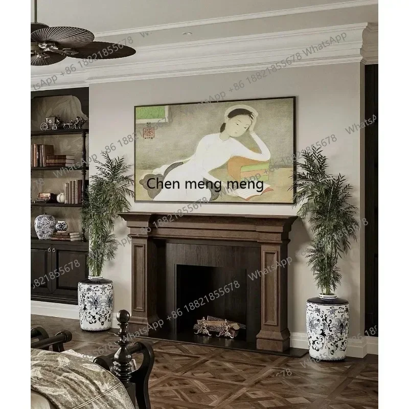 A178X  Solid wood fireplace retro and old medieval locker, living room decoration porch corridor bedroom fireplace rack