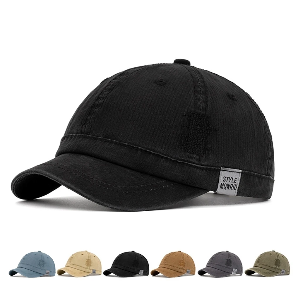 Breathable Cotton Baseball Cap Summer Washed Vintage Look Curved Brim Sun Hat Adjustable Fit 56-61cm Head Size