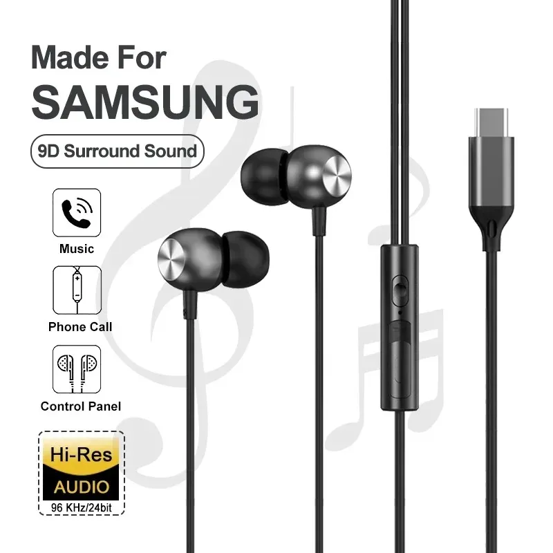 Lightweight Wired In-ear Headphones 3.5mm&Type-C Dual Interface Sport Noise Isolation Earphone With Built-in Microphone