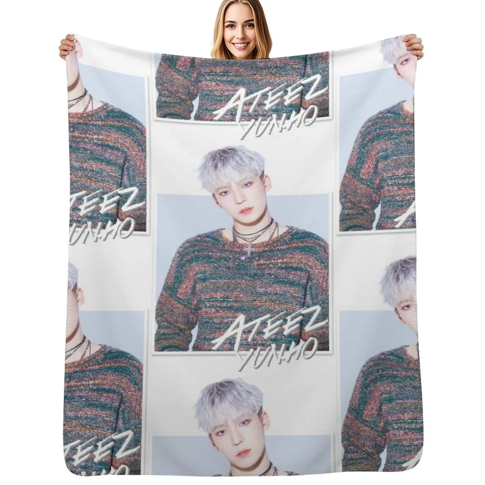 

Ateez - Yunho Throw Blanket Soft Solid Color Blanket for Couch Bed