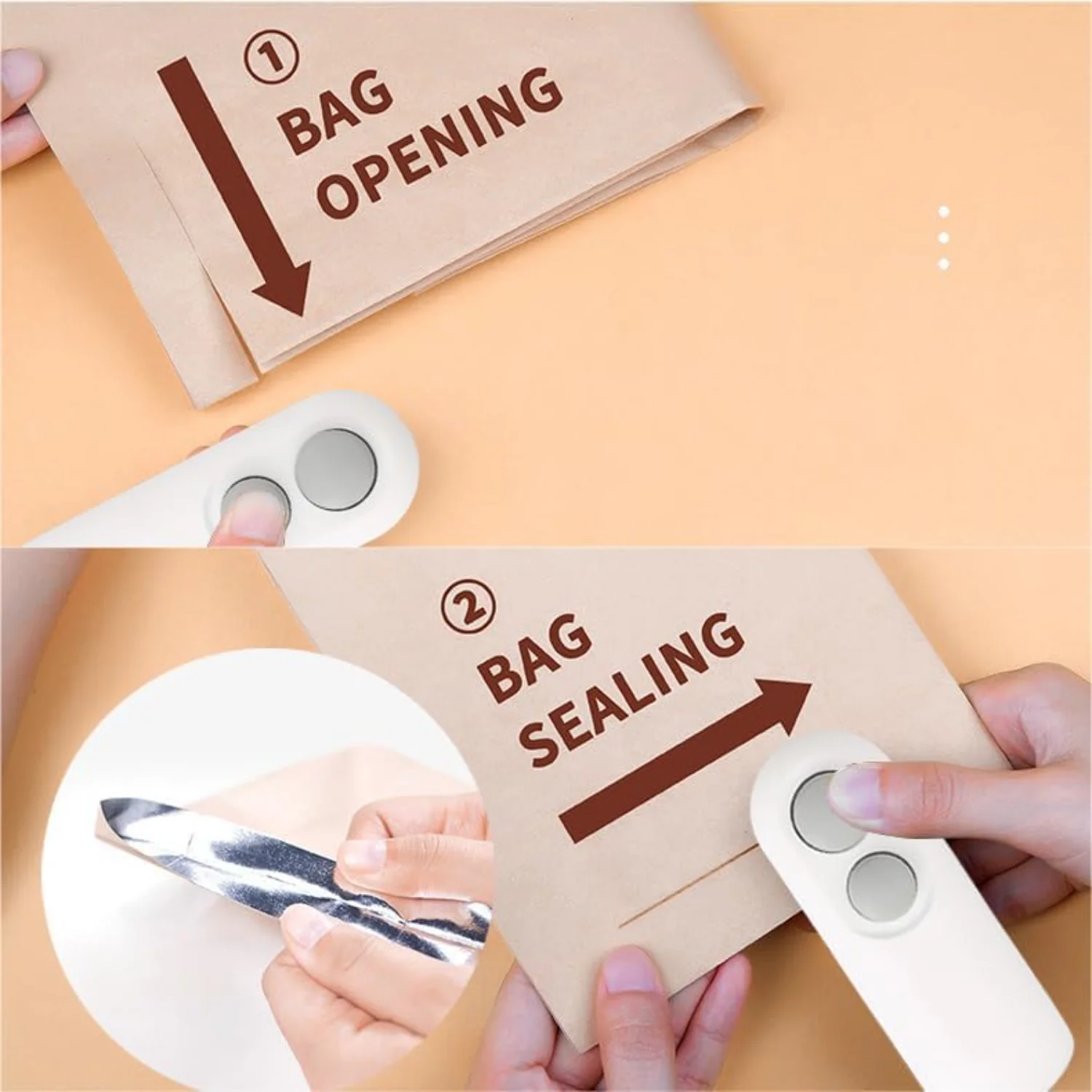 Mini Bag Sealer, USB-C rechargeable Bag Sealer, 2 in 1 Bag Sealer Heat Seal with  and Magnet, Mini Bag Resealer Machine for Plas