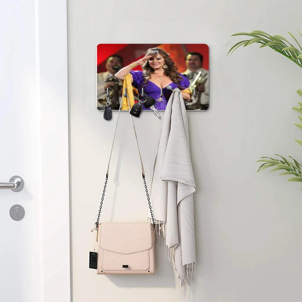 Classic Latin Singer J-Jenni Rivera Wall-Mounted Keys Coat Clothes Towel Hanging Hooks Hangers For Home Decoration