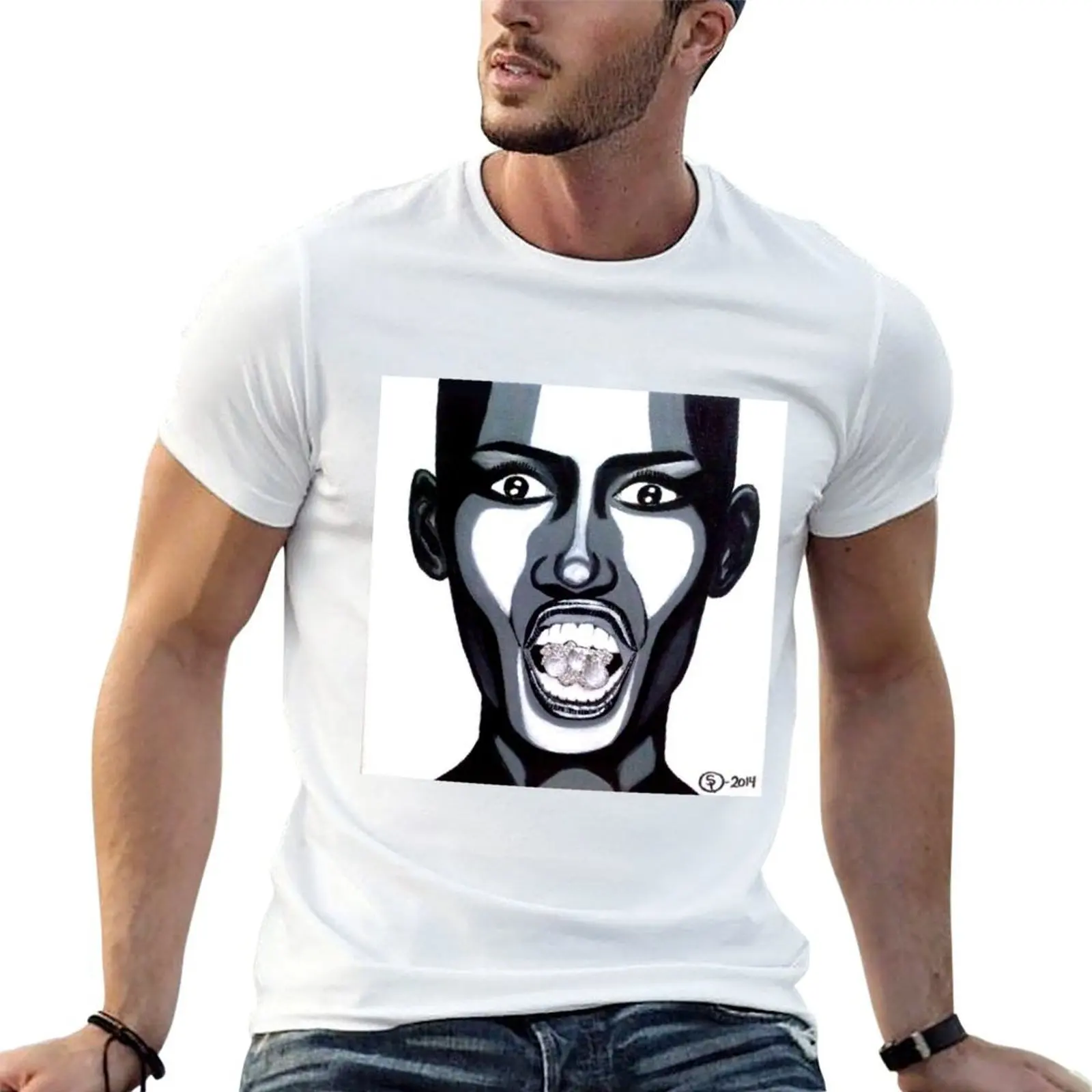 

Grace Jones Diamonds in Mouth T-Shirt mens graphic t shirts t shirts cotton 100% T-Shirt