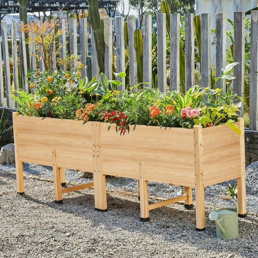 

SPECRAFT 8x2 Ft Raised Garden Bed, Featuring Legs, Drainage Holes, Ideal for Vegetables, Flowers, Elevated Wood Planter Box for