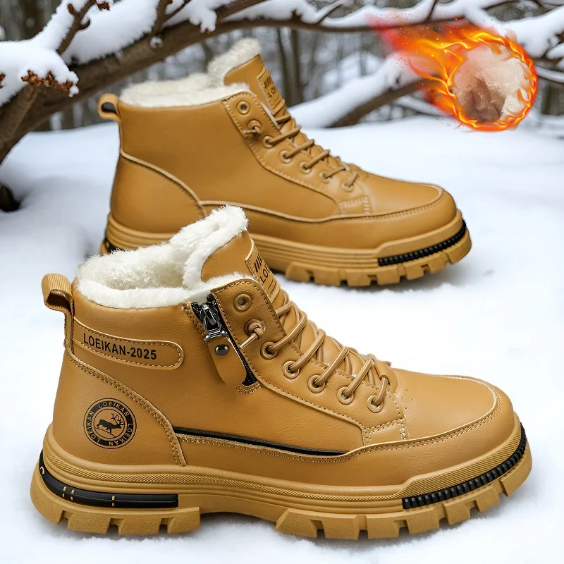

Мужские зимние зимние ботинки на флисовой подкладке, теплая уличная обувь для кемпинга, рыбалки и охоты