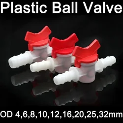 Válvula de bola de plástico bidireccional, Conector de microirrigación para acuario y jardín, manguera de PVC de 4mm, 6mm, 8mm, 10mm, 12mm, 16mm y 20mm, 1 piezas