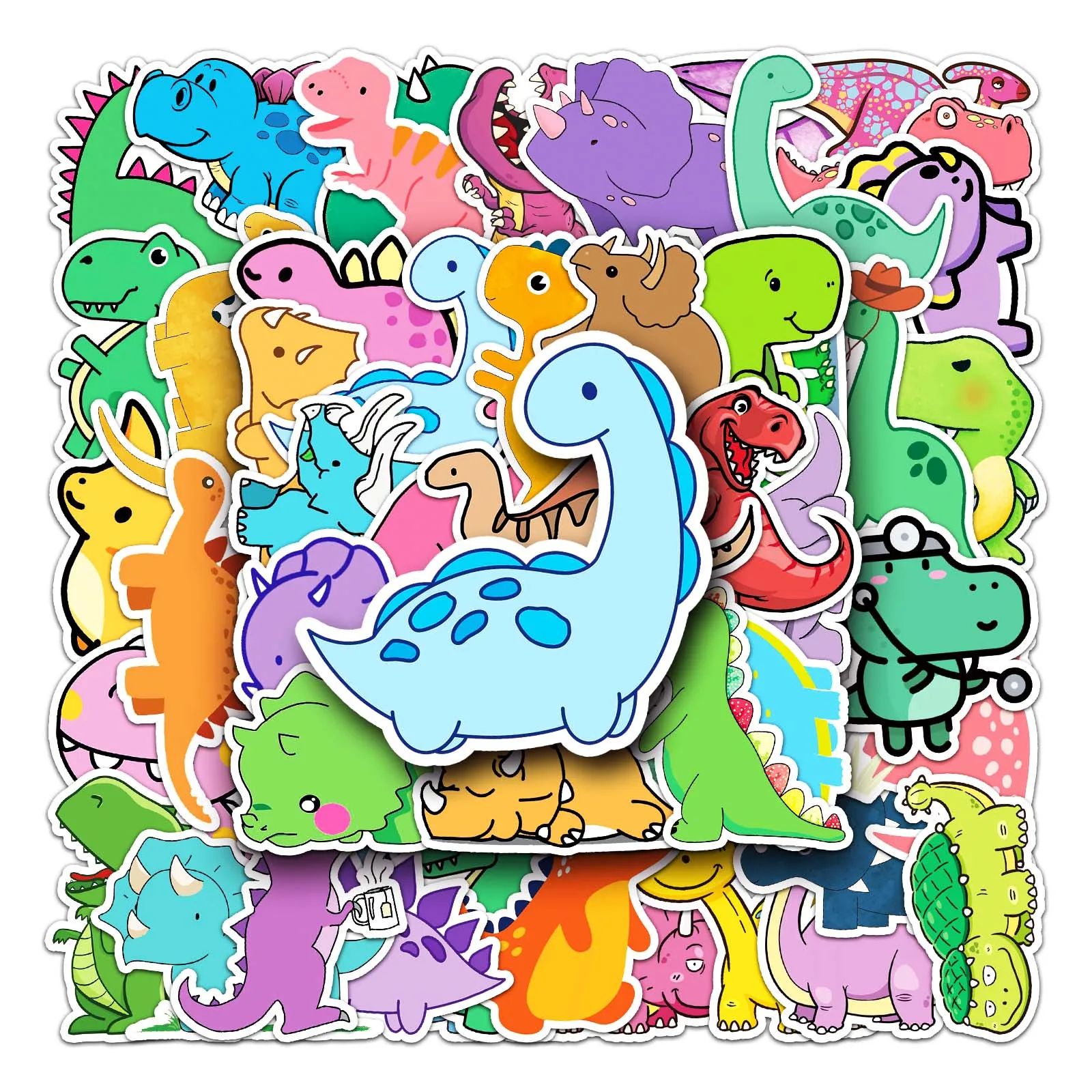 50Pcs Little Dinosaur Series Cartoon Cute Waterproof Sticker Skateboarding Snowboard Retro Vinyl Sticker