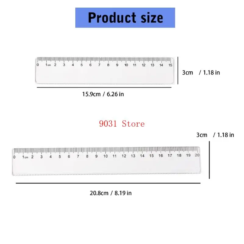 5 PCS 15/20 luler basisschool Set Straight Ruler Plastic Ruler Clear Ruler