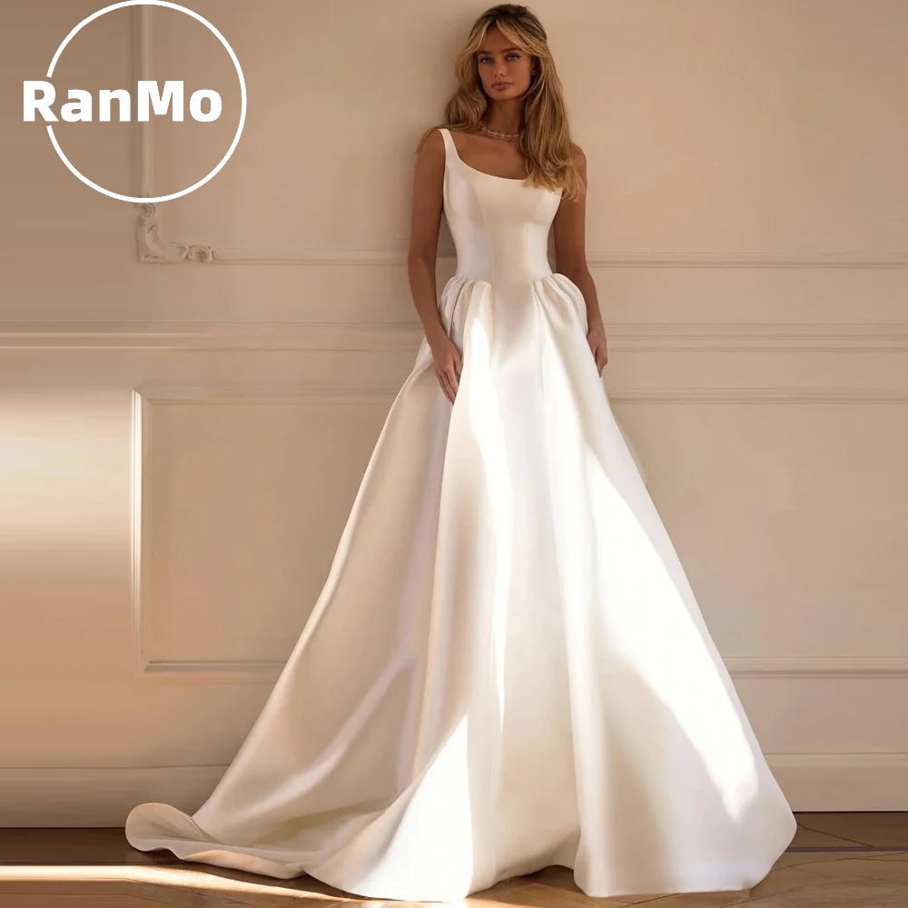 

Свадебное платье Ranmo без рукавов, элегантное, на тонких бретелях, А-силуэт, больших размеров, для невесты, на заказ, Vestido De Novia