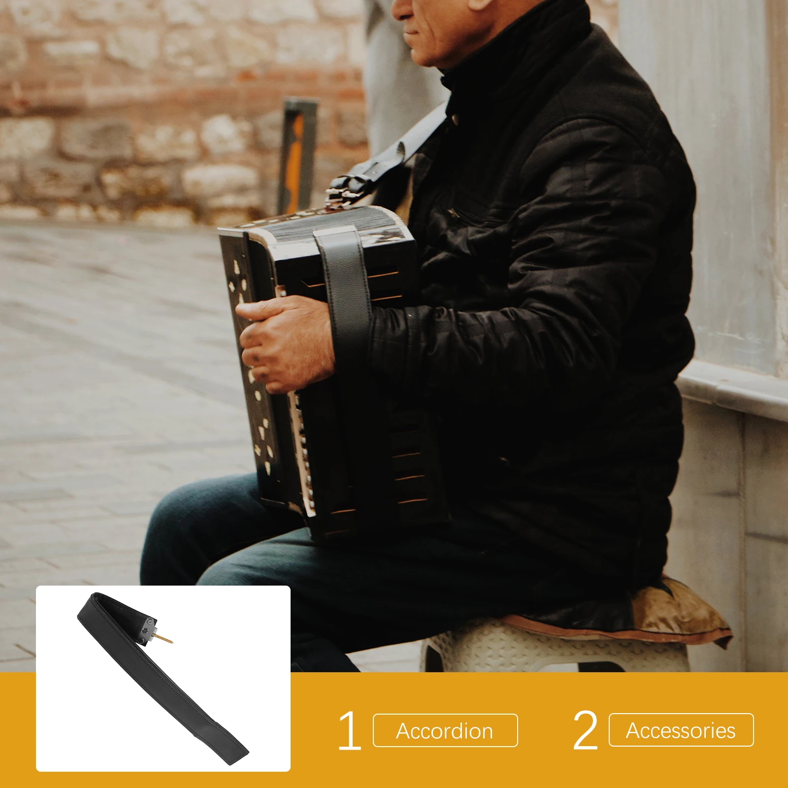 

Bass Durable Chic Accordion Belt Adjustable PU Black Left Hand Universal Accordion Accessories Instrument