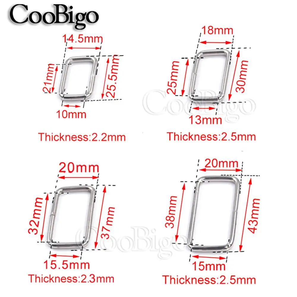 10 pz Metallo Rettangolo Regolabile Cintura Nastro Fibbia Cursore Anello di Cintura O D Anello per Zaino Cinghia Borsa Animali Domestici Collare