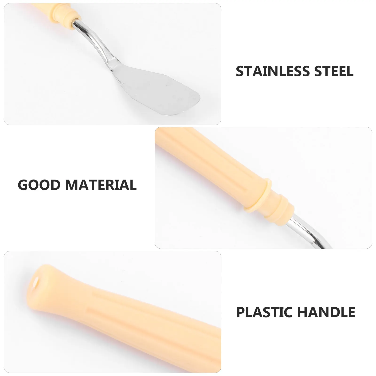 5Pcs Oil Painting Spatula Set Stainless Steel Paint Scraper with Plastic Handle for Gouache Acrylic Watercolor Color Mixing