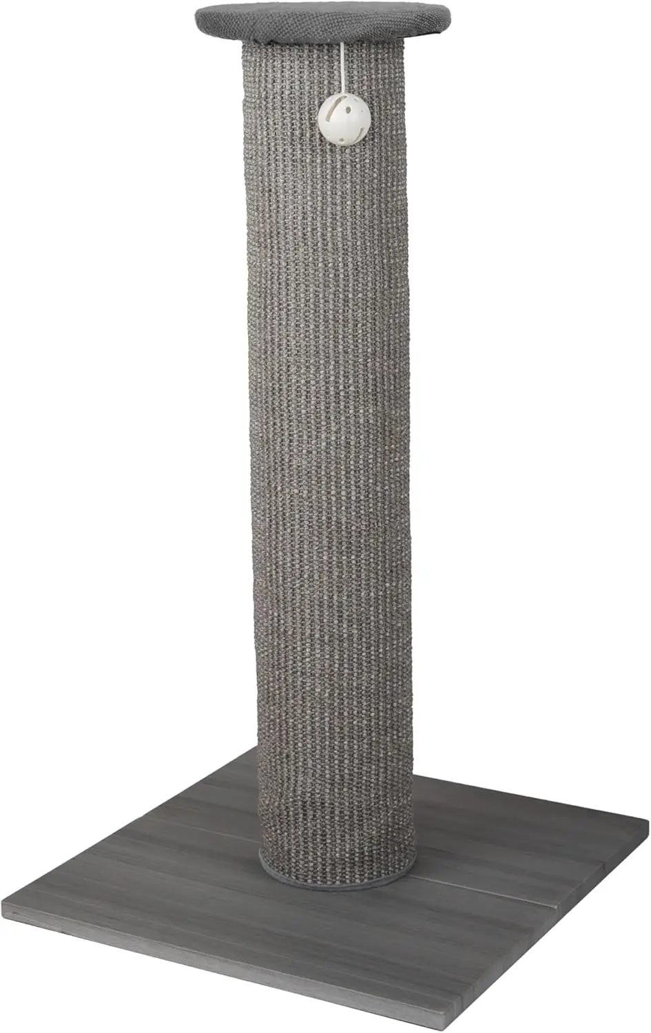 

32-Inch Tall Sisal Cat Scratching Post with Sturdy Base & Jingle Toy, Easy Assembly for Indoor Cats - Gray