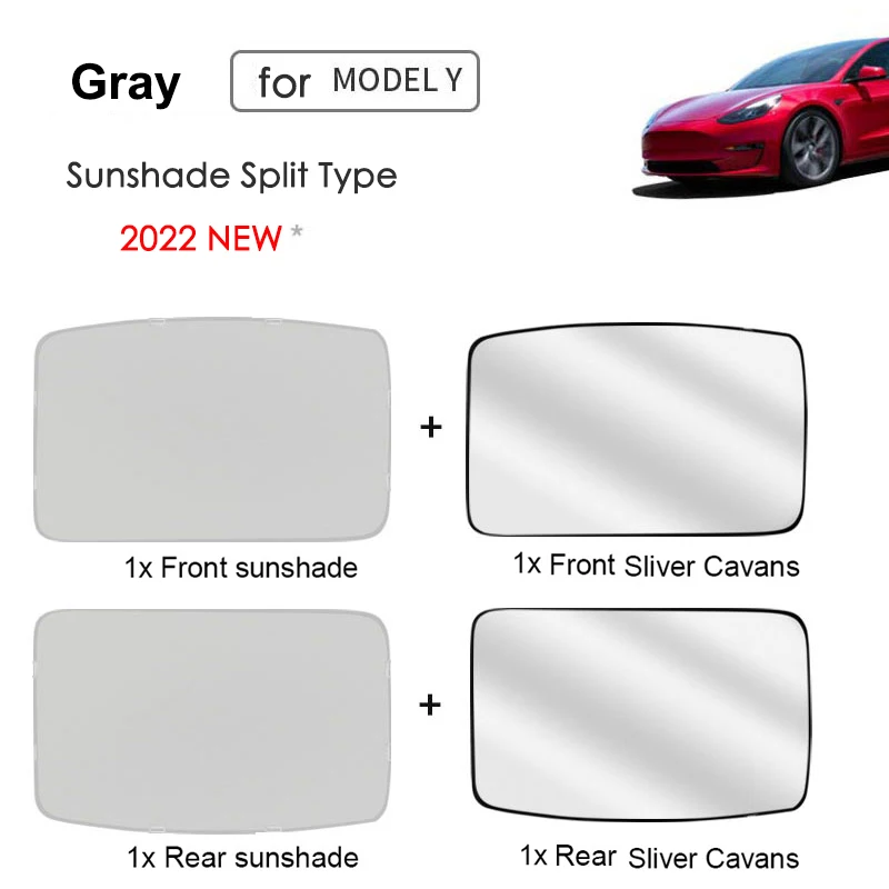 Model Y 2023 Split Buckle Sun Shades Glass Roof Sunshade For Tesla Model Y Segmented Front Rear Sunroof Blind Shading Skylight