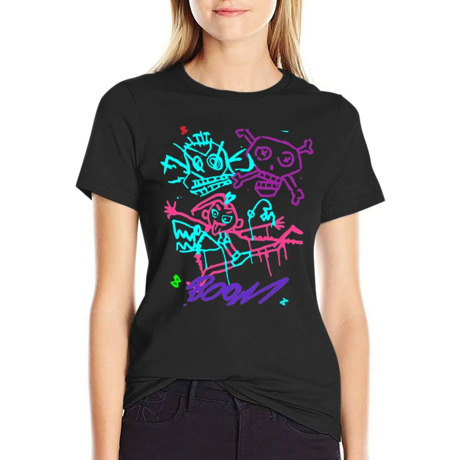 

jinxed pow pow boom monkey T-Shirt graphics animal prinfor oversized cute tops Women tops