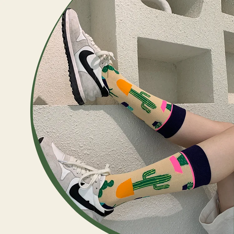 Fashion Colorful Spring Autumn Stocking Women's Socks Plant Hedgehog Slothsi Cotton Socks Personality Straight Trendy Socks