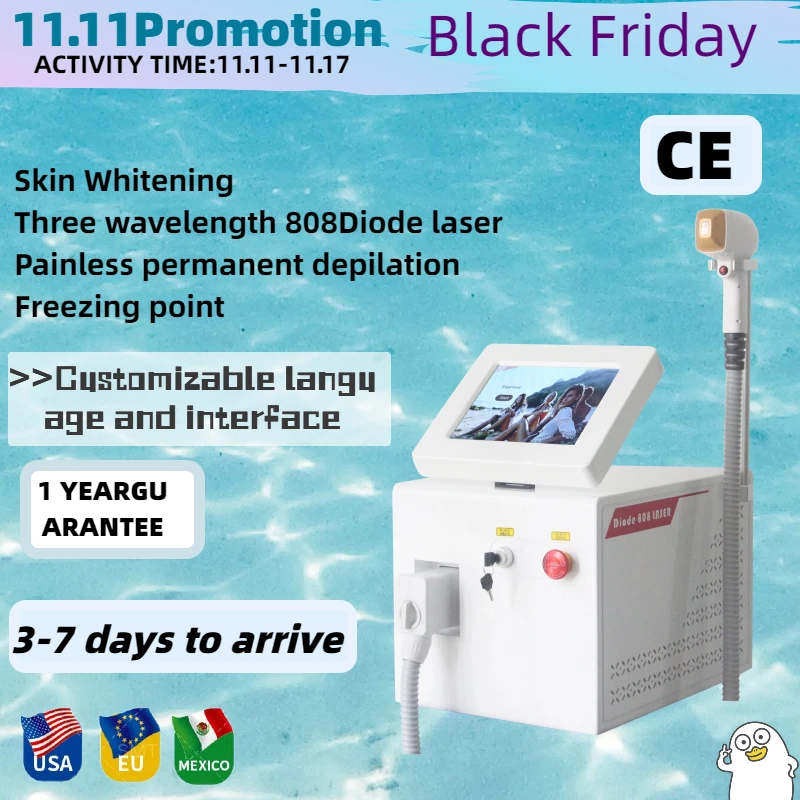 

Double 11 Sales Shopping Festival Newest Diode Laser Hair Removal Device 755NM 808NM 1064NM Super Energy Density 3000W machine