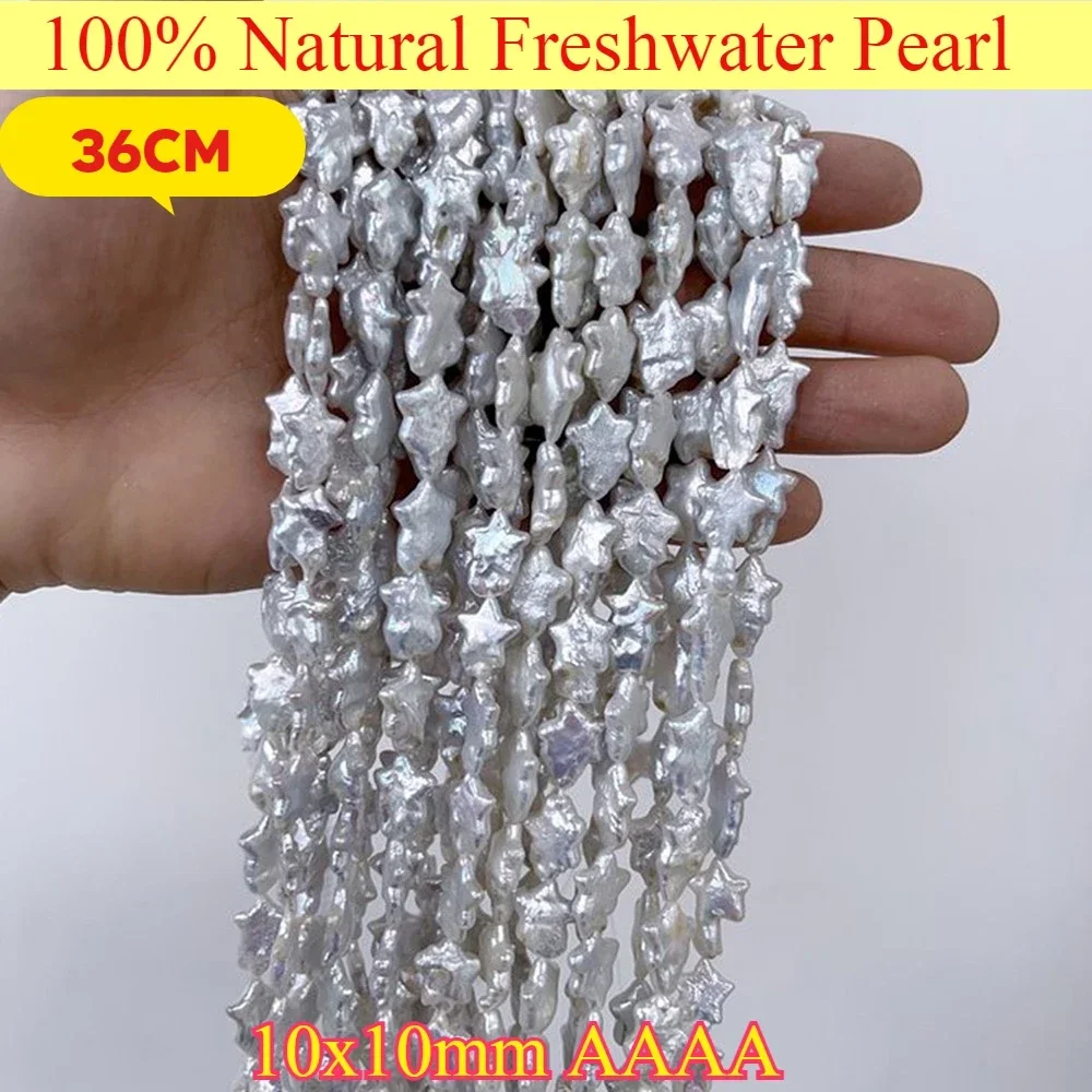 

10x10mm AAAA Natural Freshwater Pearl Stunning Polished Baroque Star White Bead Jewelry Make DIY Necklace Bracelet Women Wedding