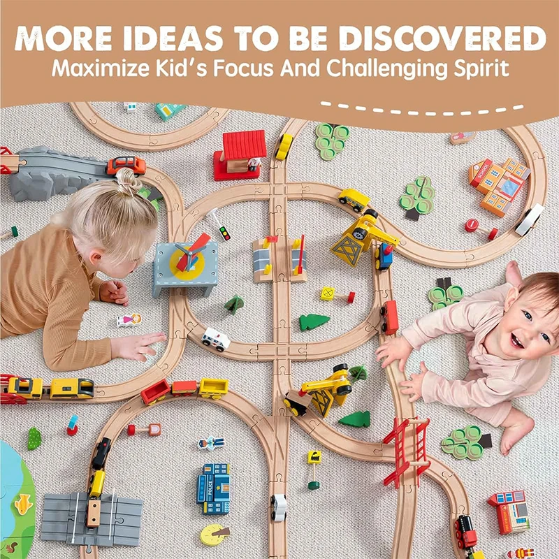 Wooden Track Accessories Beech Wood Railway Train Track Connector Toys Fit Biro All Brands Wooden Tracks Lights For Kid Toy Gift