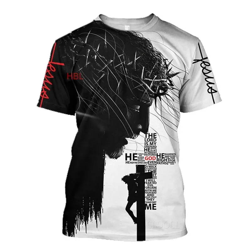 3D Print Jesus Christ T Shirt Men Harajuku Hip Hop Short Sleeve Streetwear Fashion Tee God Religion Graphic Top Casual Summer