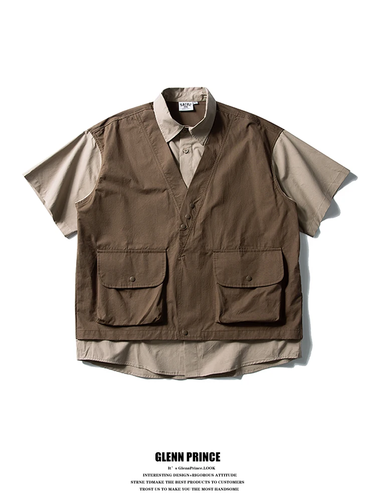 

Мужская летняя повседневная рабочая футболка GPstudio в японском ретро-стиле, свободного кроя, молодежный тренд, 100% хлопок