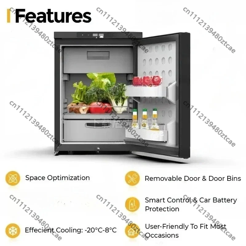 12/24V Reversible Door Mini Refrigerator, Outdoor RV Camper Mobile Home Cooling Appliance