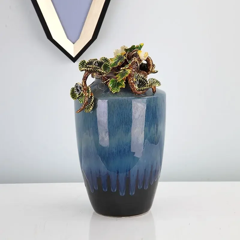 Enamel ceramic vase ornament, living room flower arrangement edge porch, high-end decoration